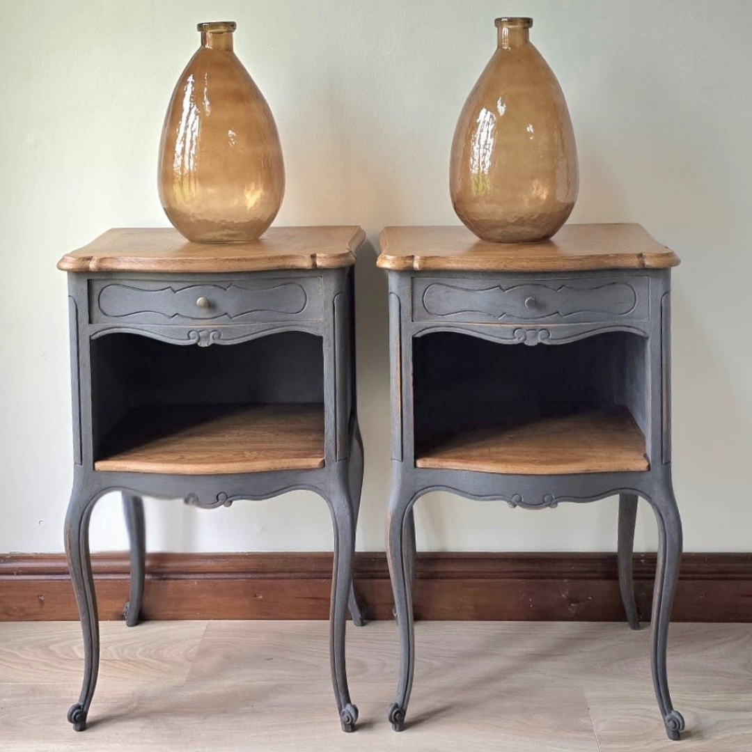 Pair of Vintage French Oak Bedside Tables