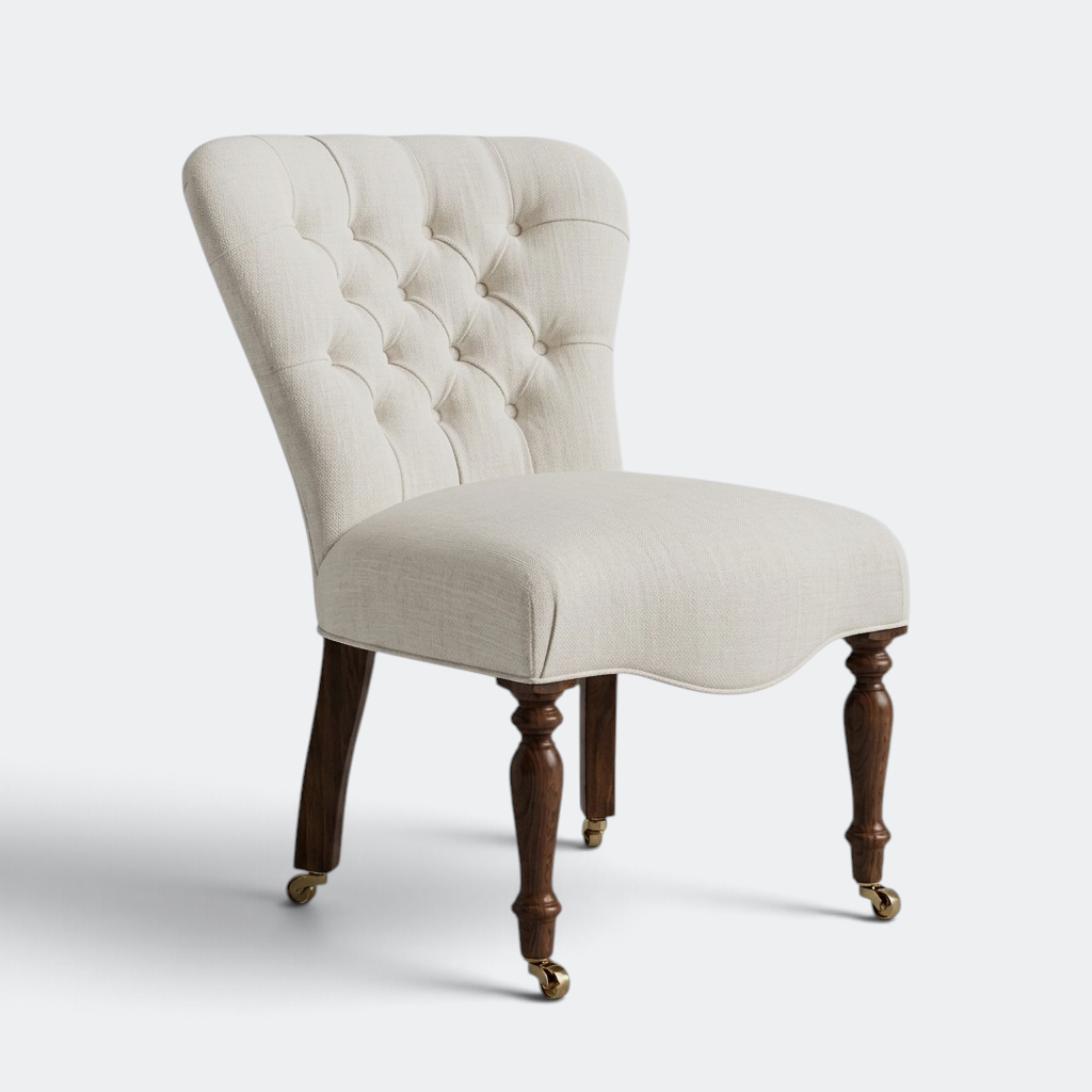 Victorian - Style Tufted Slipper Chair - UK Handmade