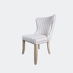 Wingback Dining Chair - Striped Linen