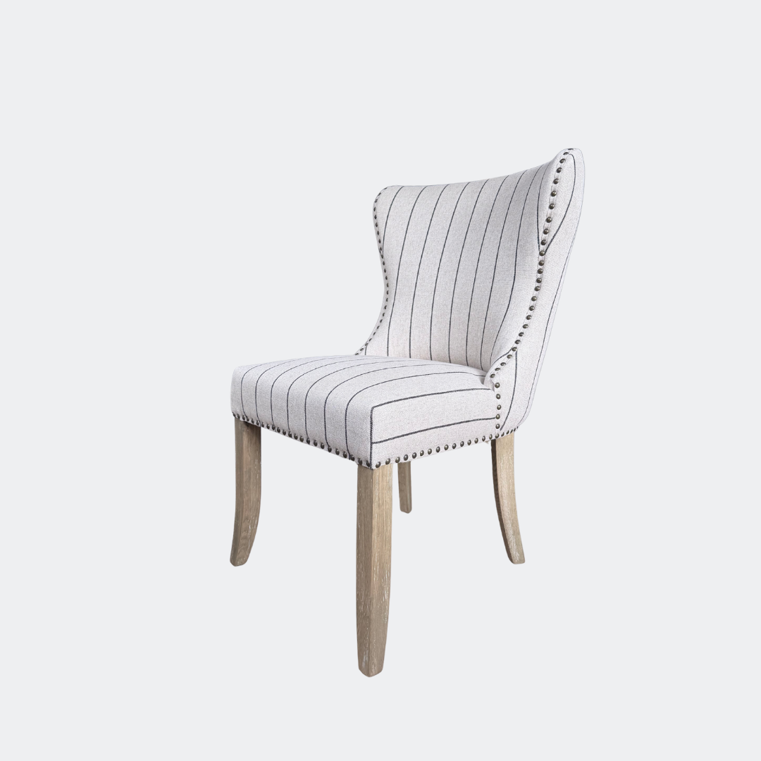 Wingback Dining Chair - Striped Linen