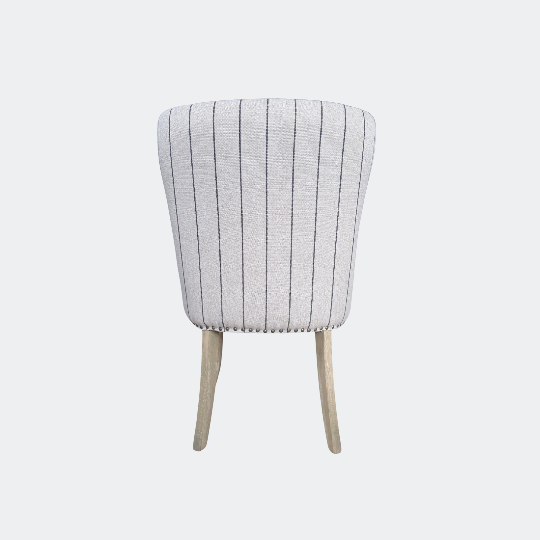 Wingback Dining Chair - Striped Linen
