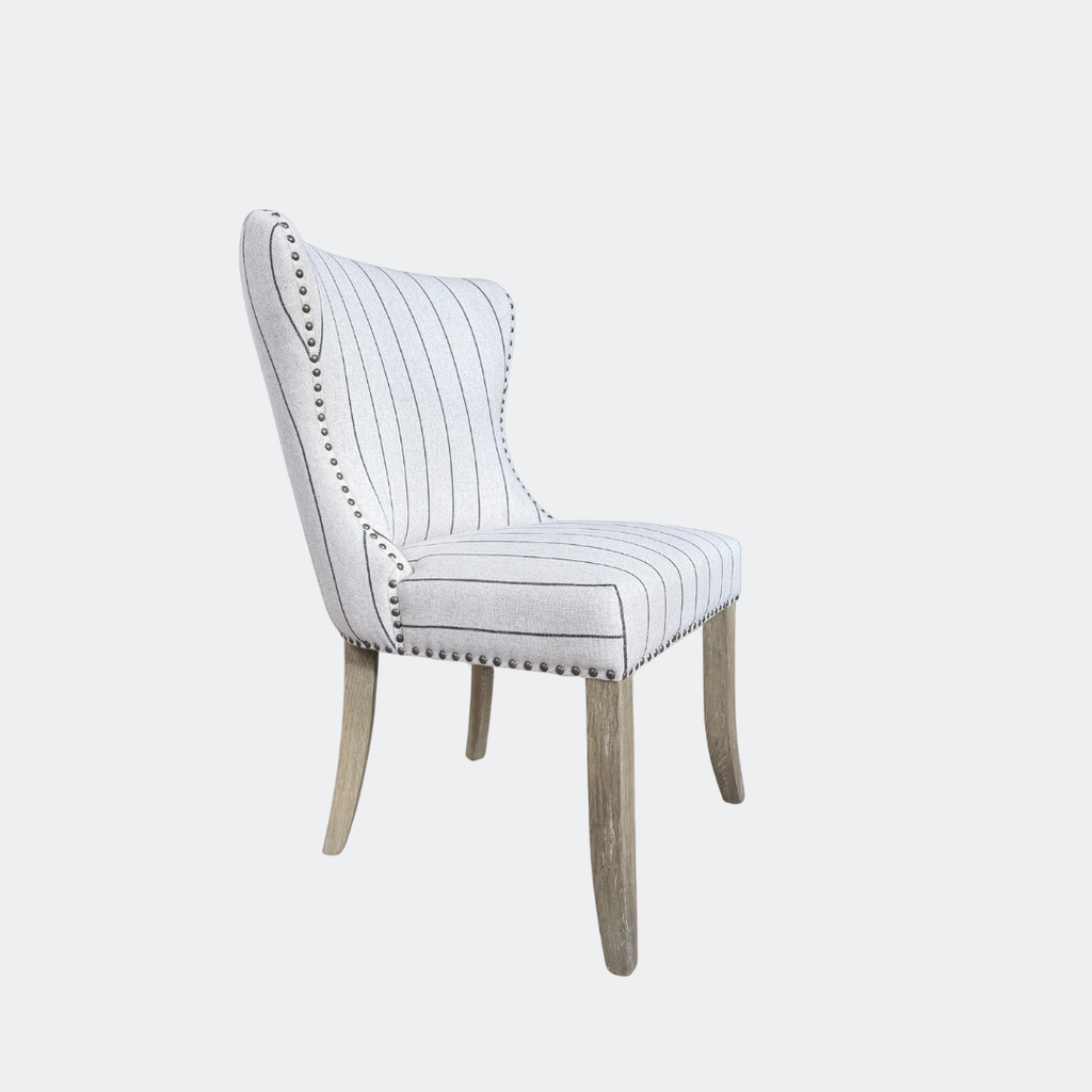 Wingback Dining Chair - Striped Linen