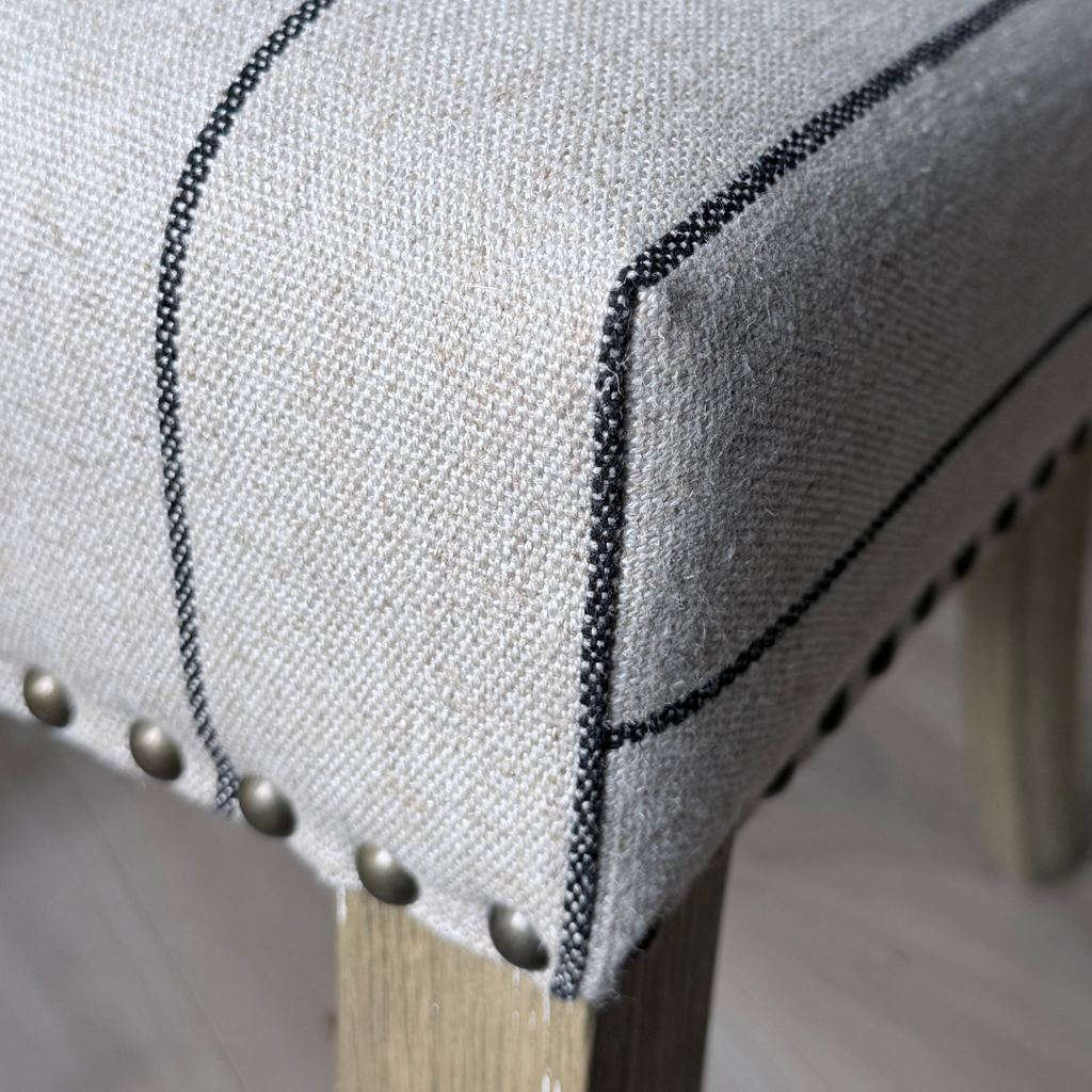 Wingback Dining Chair - Striped Linen