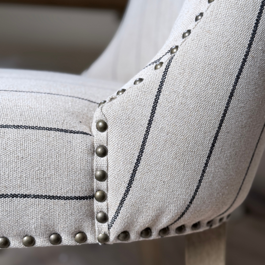 Wingback Dining Chair - Striped Linen