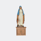 Antique Hand-Painted Madonna Statue with French Church Pedestal, circa 1890s