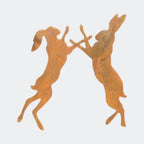 Boxing Hares Metal Garden Sculpture — Pair