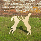 Boxing Hares Metal Garden Sculpture — Pair