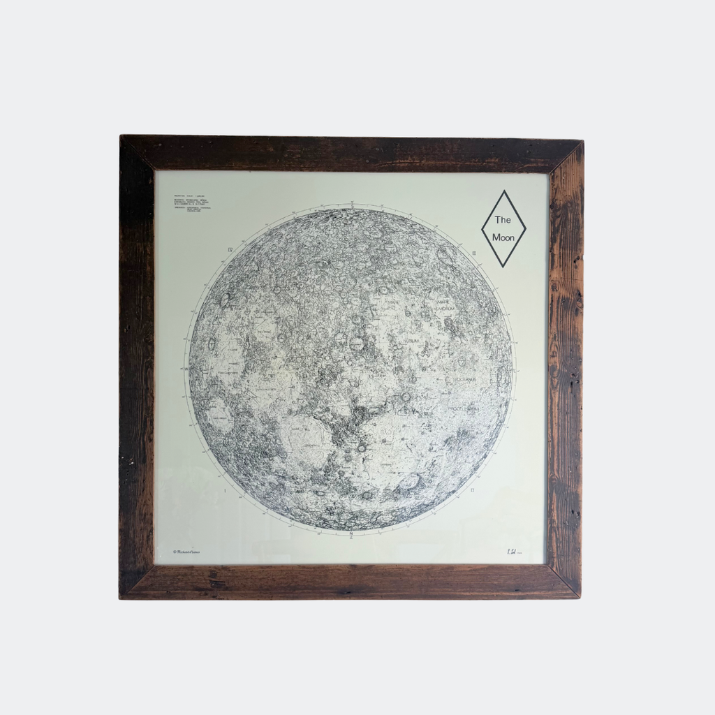 Large Moon Surface Map Print 112x112 – Moon Artwork Framed