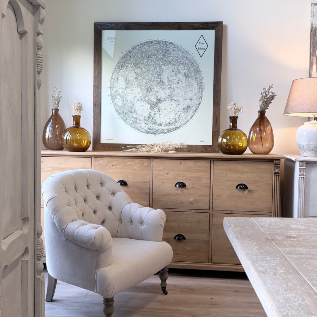 Large Moon Surface Map Print 112x112 – Moon Artwork Framed