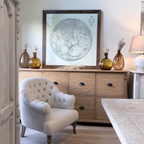 Large Moon Surface Map Print 112x112 – Moon Artwork Framed
