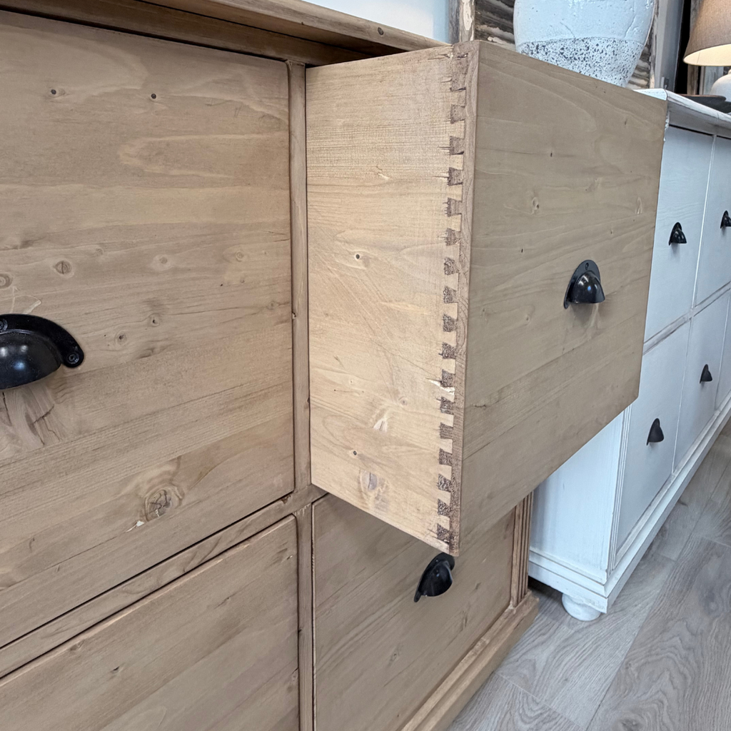 Eight-Drawer Carved Chest of Drawers — Handmade Solid Pine Storage