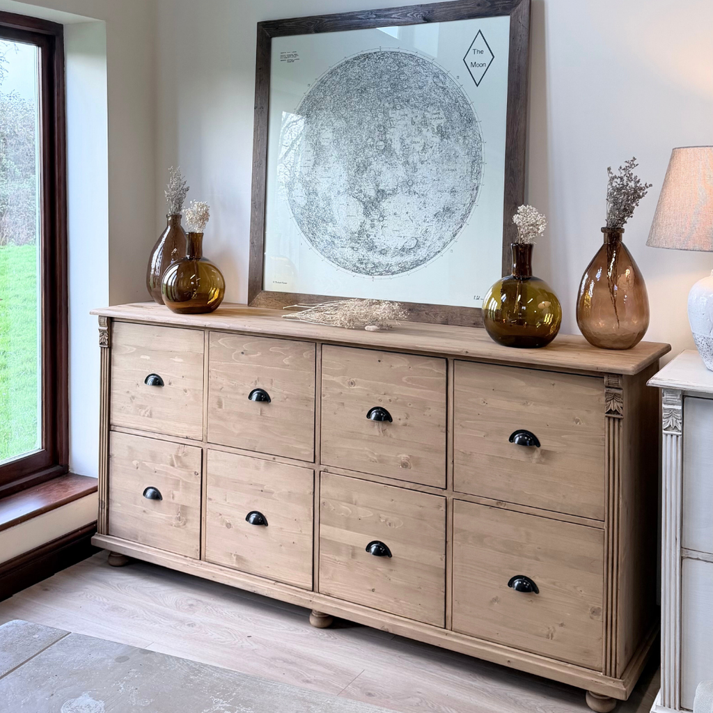Eight-Drawer Carved Chest of Drawers — Handmade Solid Pine Storage