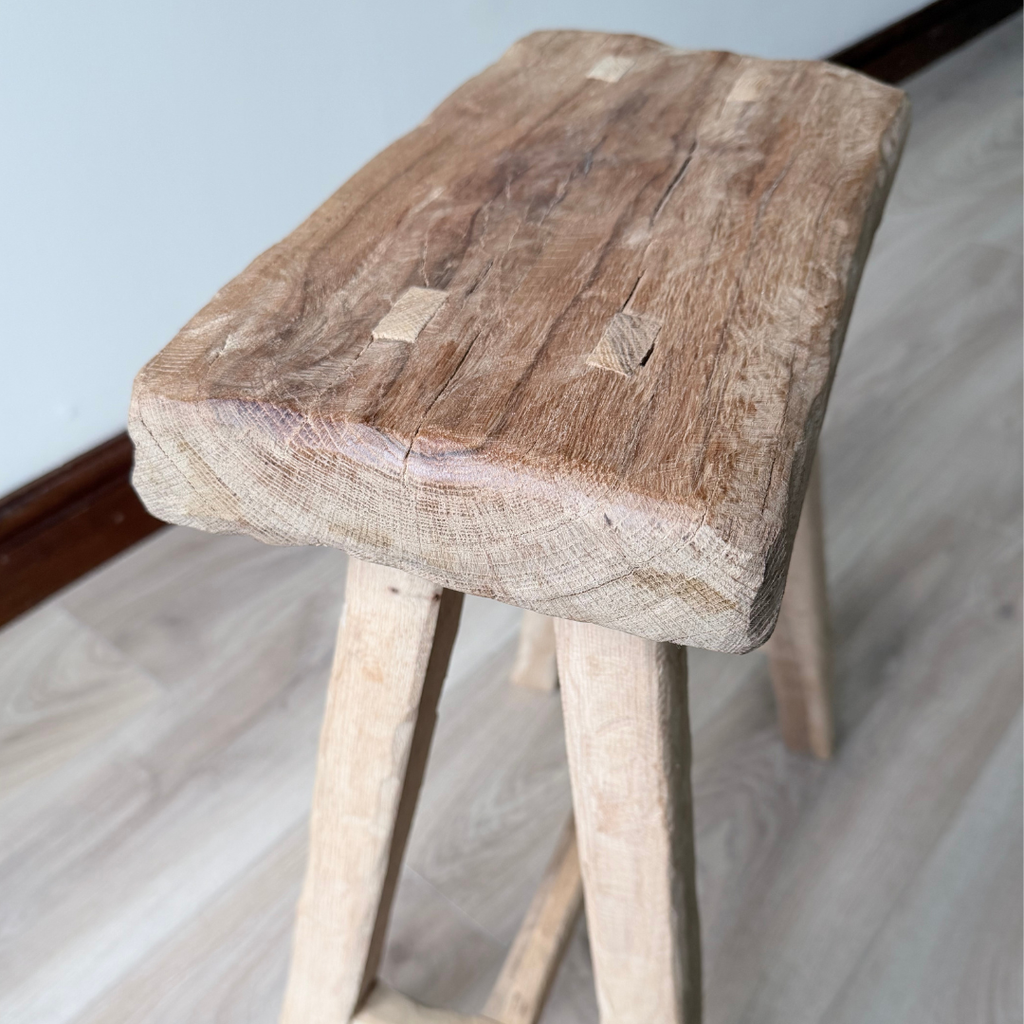Handmade Red Oak Rustic Stool