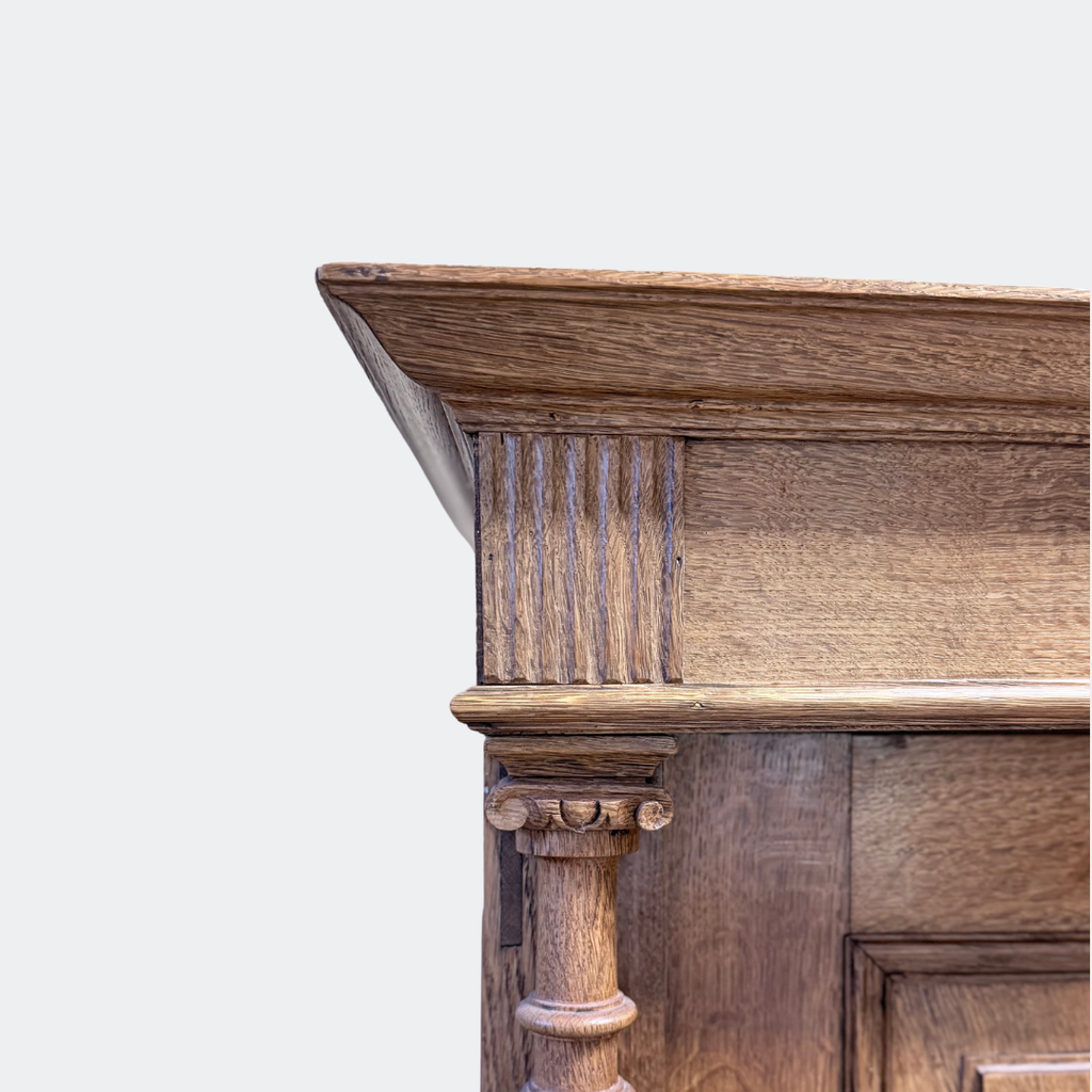 Vintage Solid Oak Wardrobe with Drawers