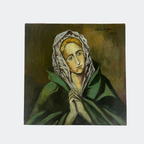 Antique Religious Oil Painting - Praying Woman | Original Canvas Art