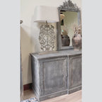 Rustic Grey Distressed Wooden Sideboard – 4-Door Storage Cabinet