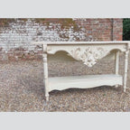 Vintage French Style Console Table | Reclaimed Armoire Wood & Antique Moulding