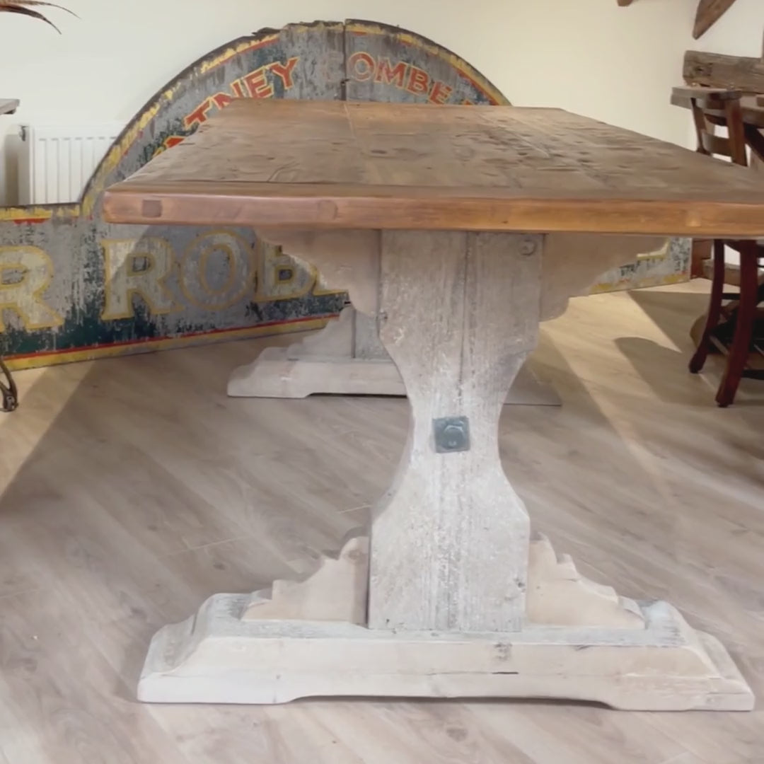 Heritage Farmhouse Dining Table | Antique Wooden Top | Handmade UK