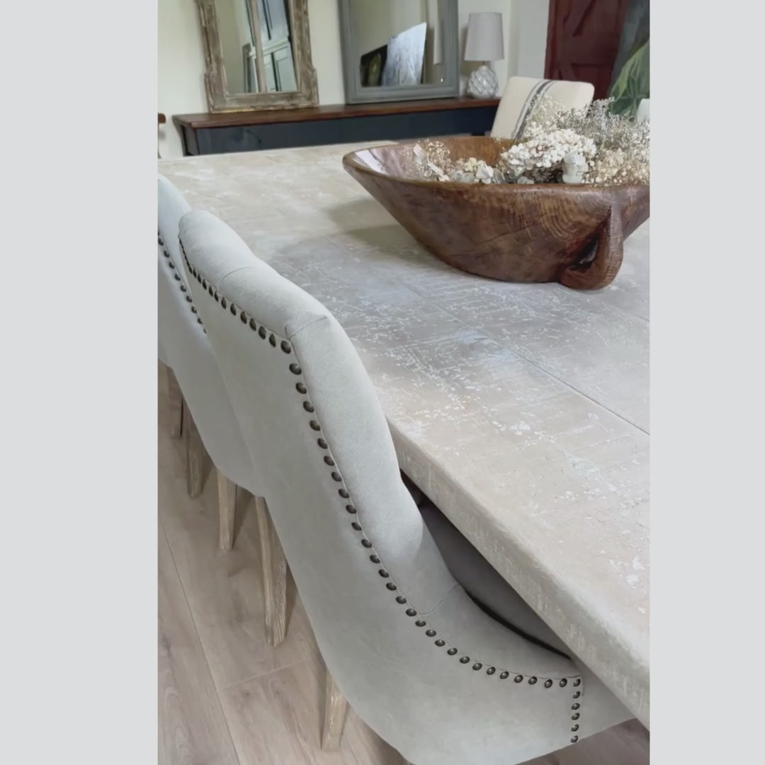 Handcrafted 10-Seater Rustic Dining Table – Whitewashed Reclaimed Pine, Made in UK