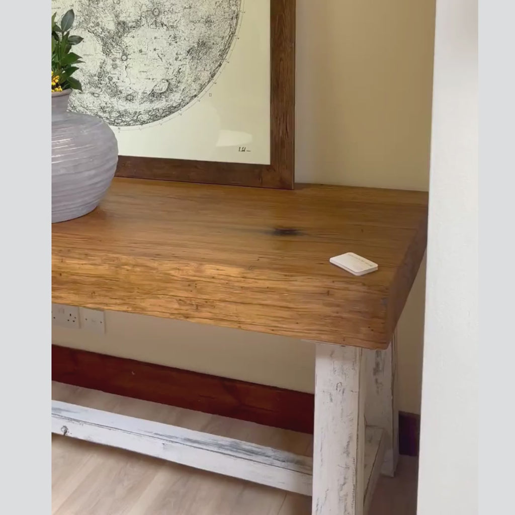 Rare Reclaimed Oak Butcher's Table | Handmade in France | 11cm Thick Live Edge