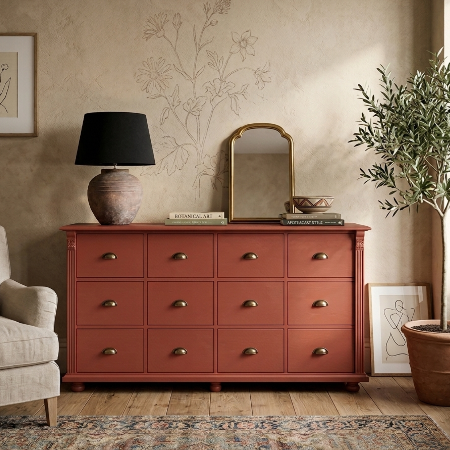 Twelve-Drawer Carved Chest of Drawers — Handmade Solid Wood Storage
