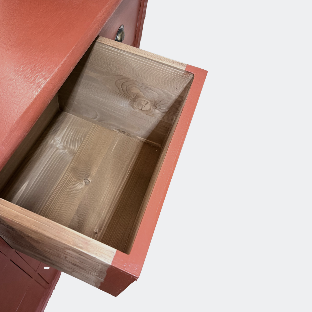 Red Solid Wood Chest of Drawers | 12-Drawer Farmhouse Storage Unit