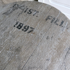 Vintage Rustic Iron & Whiskey Barrel Side Table