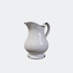 Vintage White Ceramic Jug - Farmhouse Pitcher with Handle