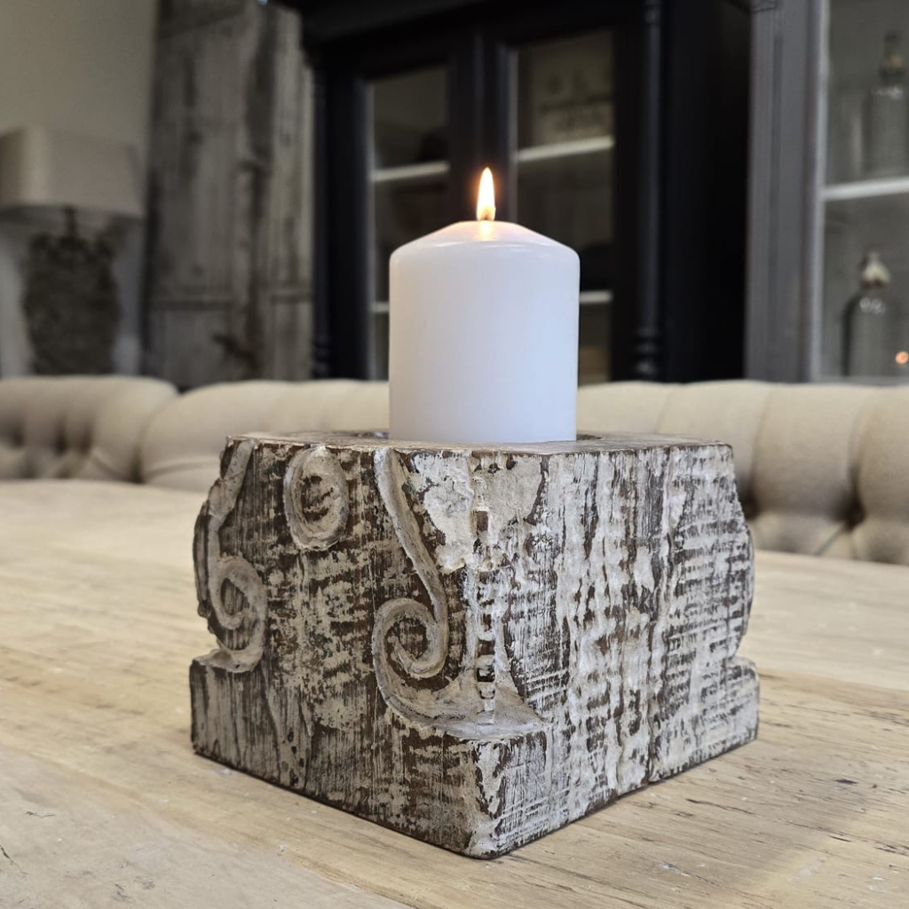 Handcarved Wooden Candle Holder