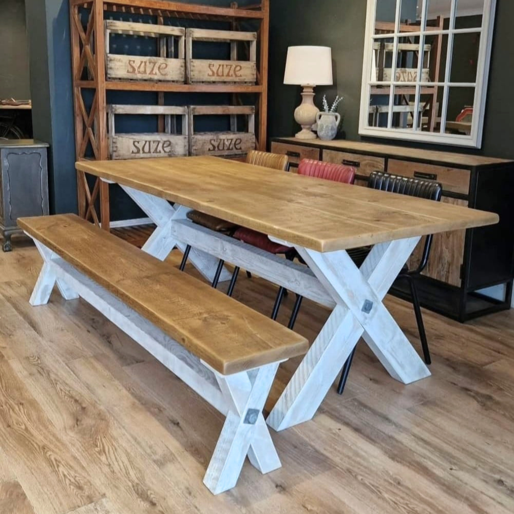 X-Frame Farmhouse Dining Table | Seats 6–10