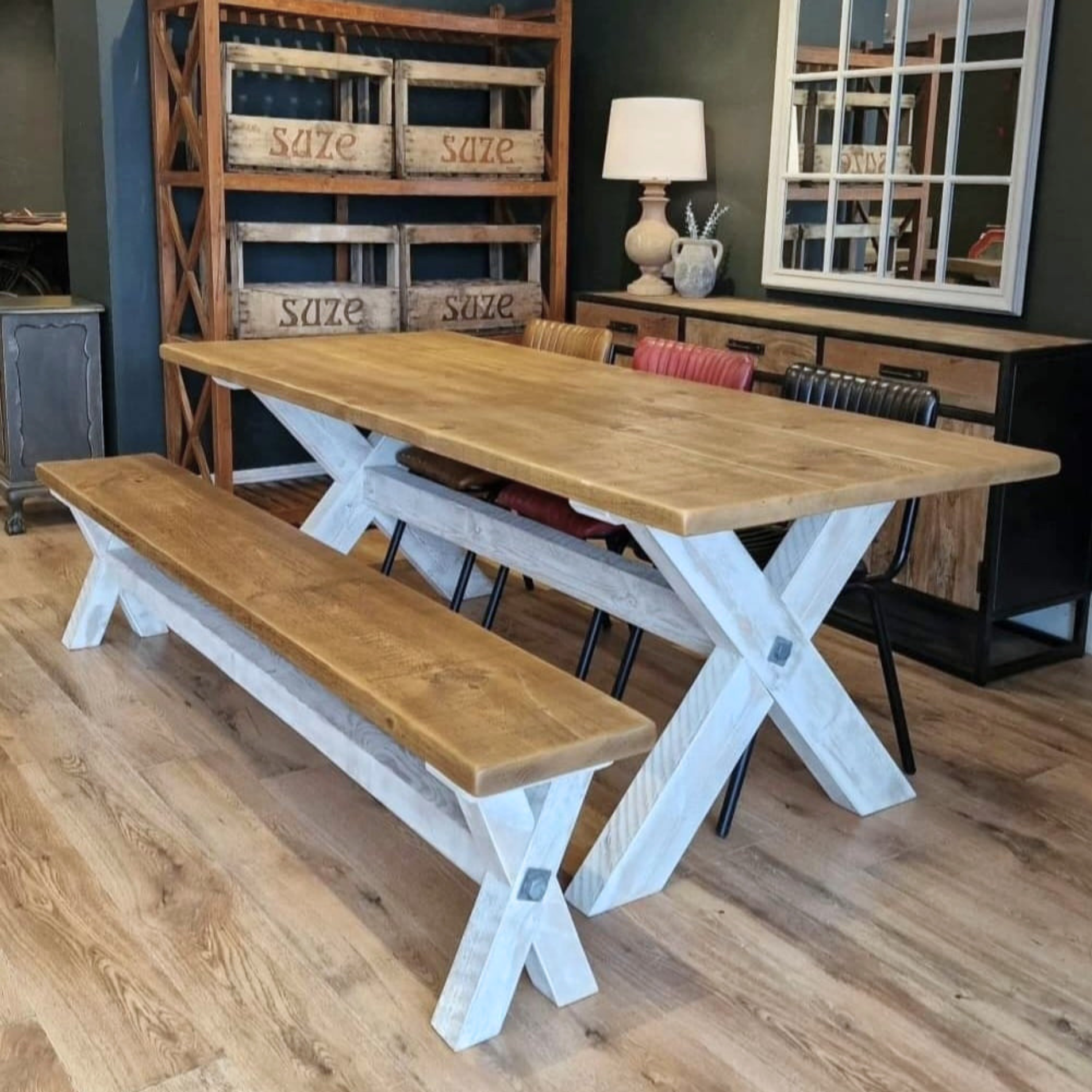 X-Frame Farmhouse Dining Table | Seats 6–10