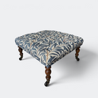 Handmade William Morris Willow Square Footstool