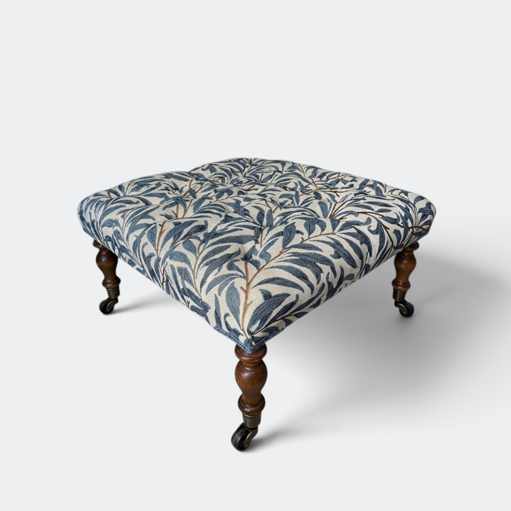 Handmade William Morris Willow Square Footstool
