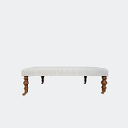 Classic Blue Striped Footstool with Castors | Handmade UK Ottoman