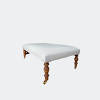 Classic Blue Striped Footstool with Castors | Handmade UK Ottoman