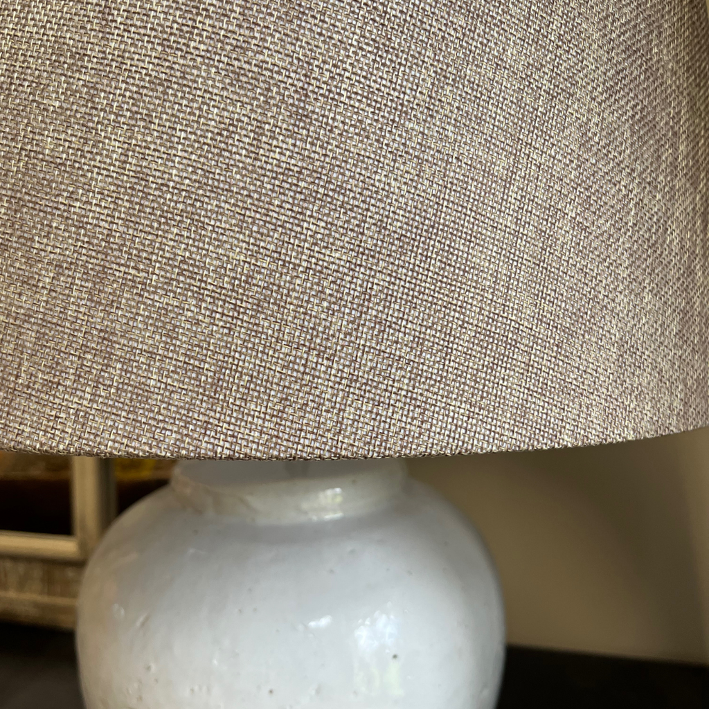 Rustic Ceramic Table Lamp with Natural Linen Shade