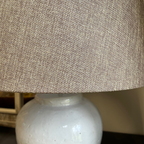 Rustic Ceramic Table Lamp with Natural Linen Shade