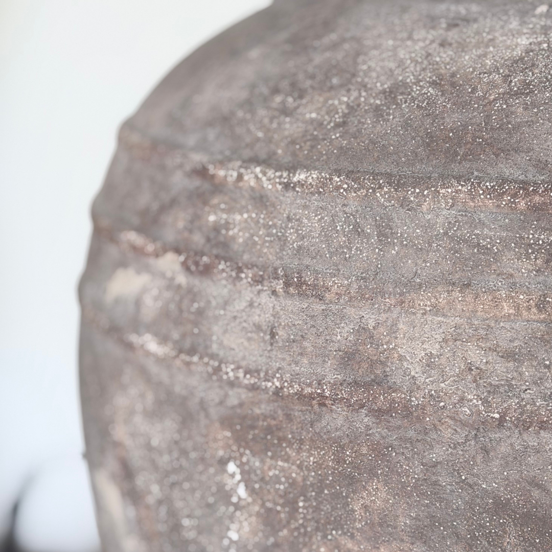 Large Terracotta Table Lamp with Black Shade