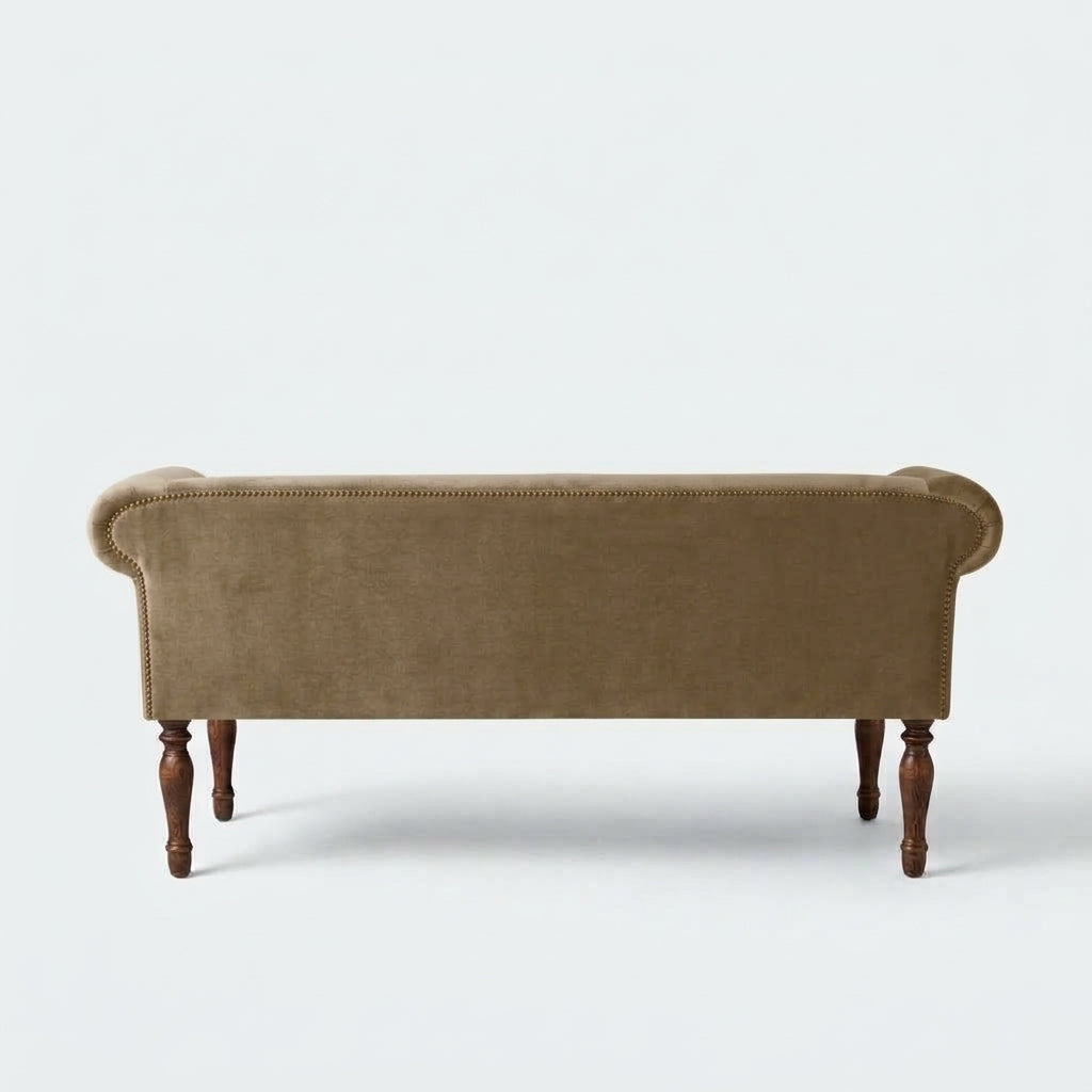 Handcrafted Velvet Sofa Bench – Champagne