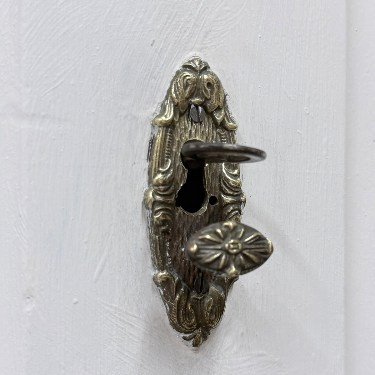 Vintage Painted Wardrobe with Carved Crest