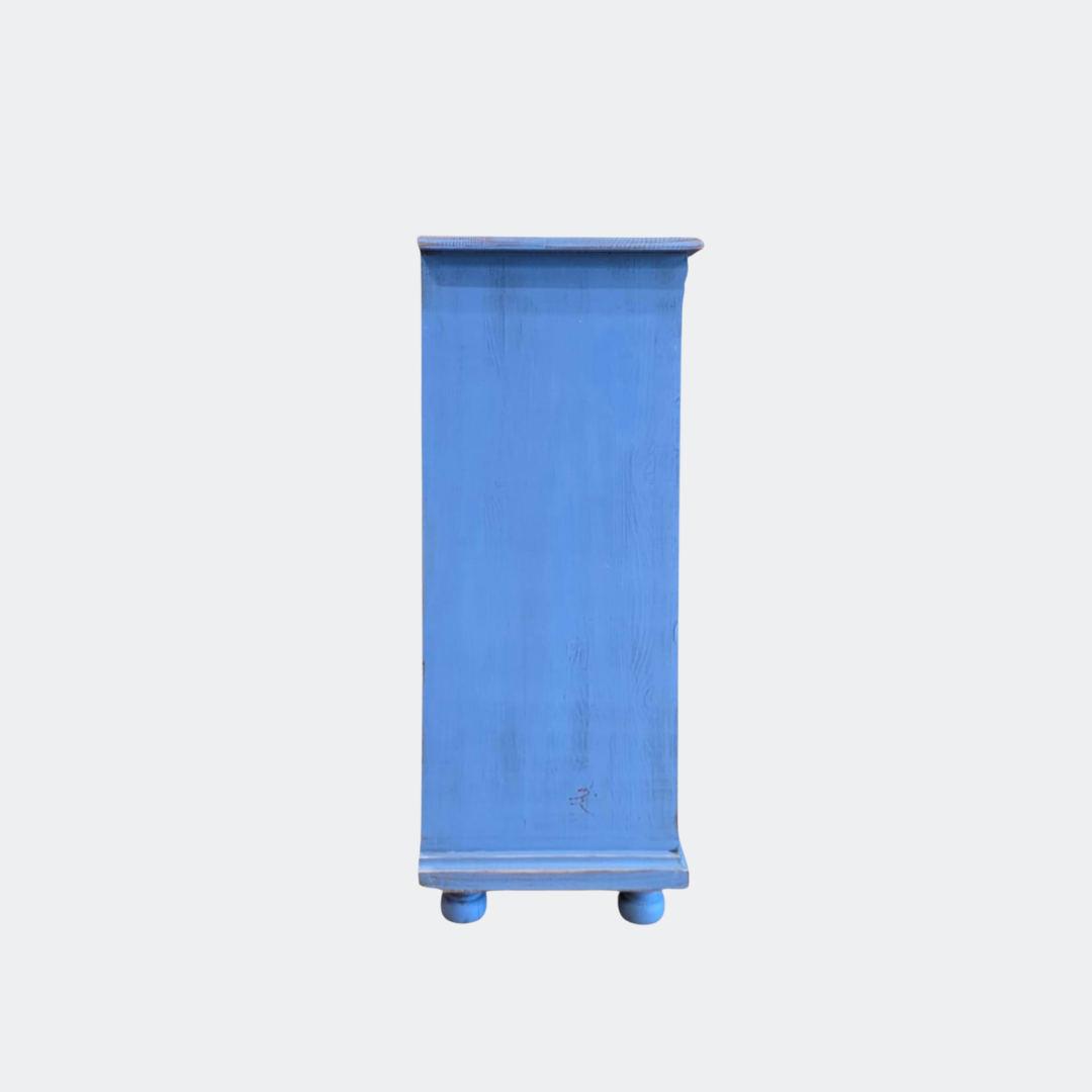 Distressed Blue Wood Chest of Drawers | 12-Drawer Farmhouse Storage Unit