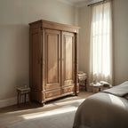 Vintage Solid Oak Wardrobe with Drawers