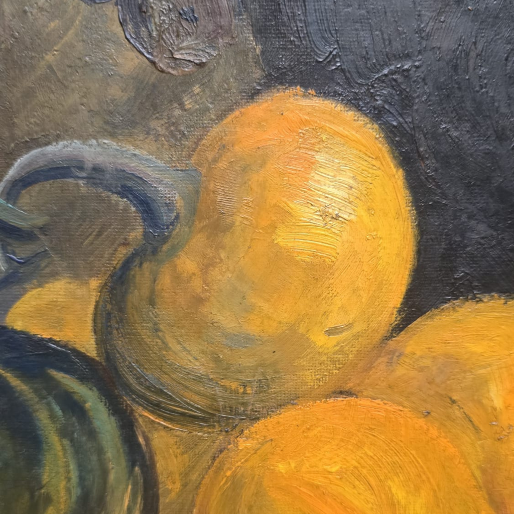 Vintage Still Life Oil Painting, Gourds and Jugs, Signed