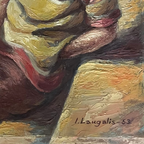 Vintage 1953 Seaside Woman Oil Painting