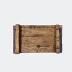 Vintage Wood Tray Stand with Iron Straps