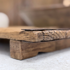 Vintage Wood Tray Stand with Iron Straps