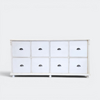 Distressed White Wood Chest of Drawers | 8-Drawer Farmhouse Storage Unit