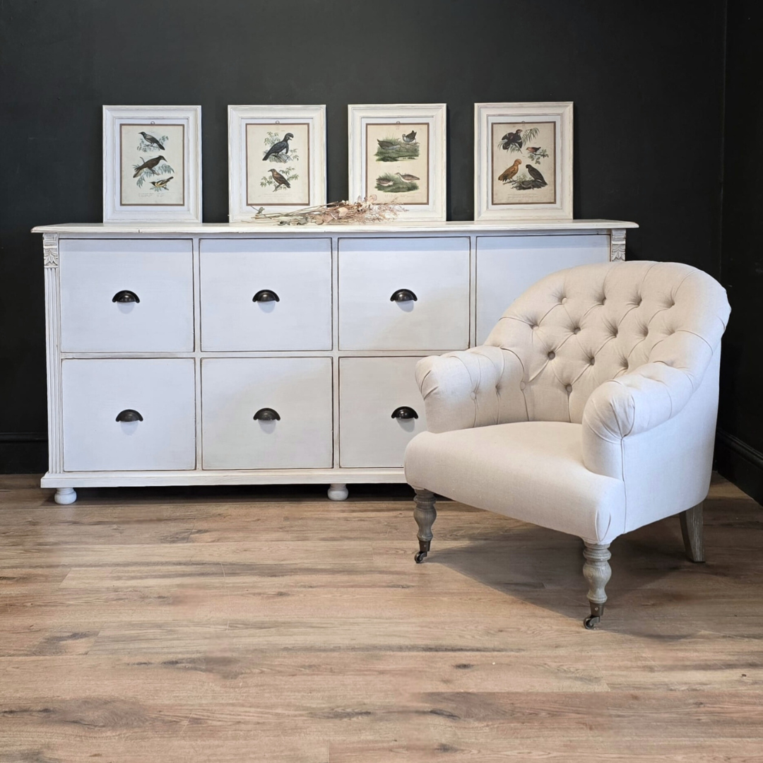 Distressed White Wood Chest of Drawers | 8-Drawer Farmhouse Storage Unit