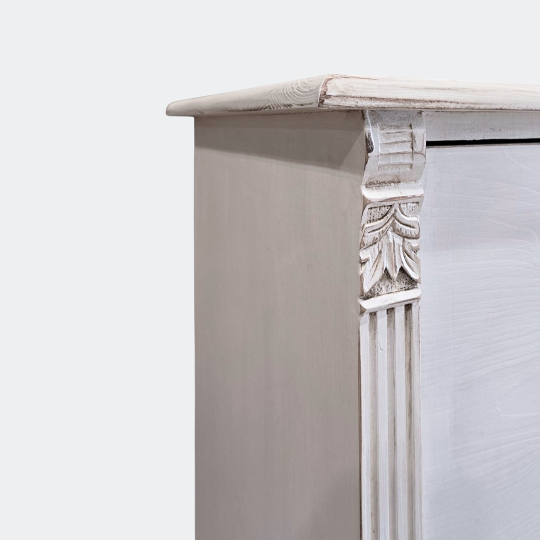 Distressed White Wood Chest of Drawers | 8-Drawer Farmhouse Storage Unit