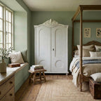 Vintage Painted Wardrobe with Carved Crest